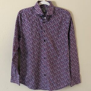 Express Men's Purple Floral-Print Dress Shirt